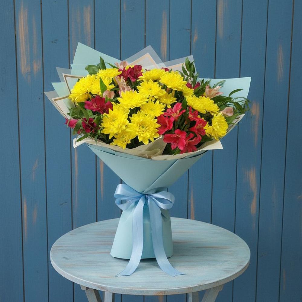 Букет цветов из: Альстромерии и Хризантемы в Вёшенской