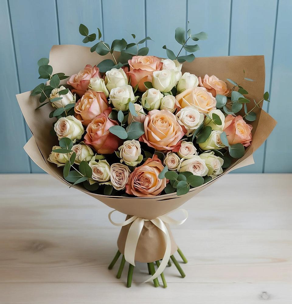 Букет цветов из: Альстромерии и Розы в Вёшенской