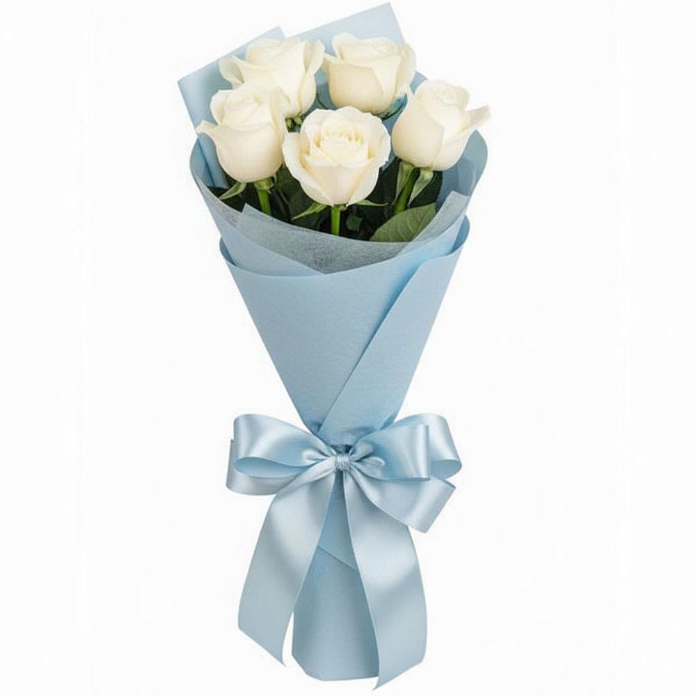 Букет 5 Белых роз Проуд в Вёшенской