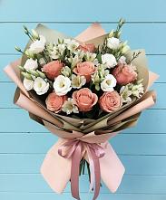 Букет цветов из:  Розы, Альстромерии и Лизиантусы в Вёшенской