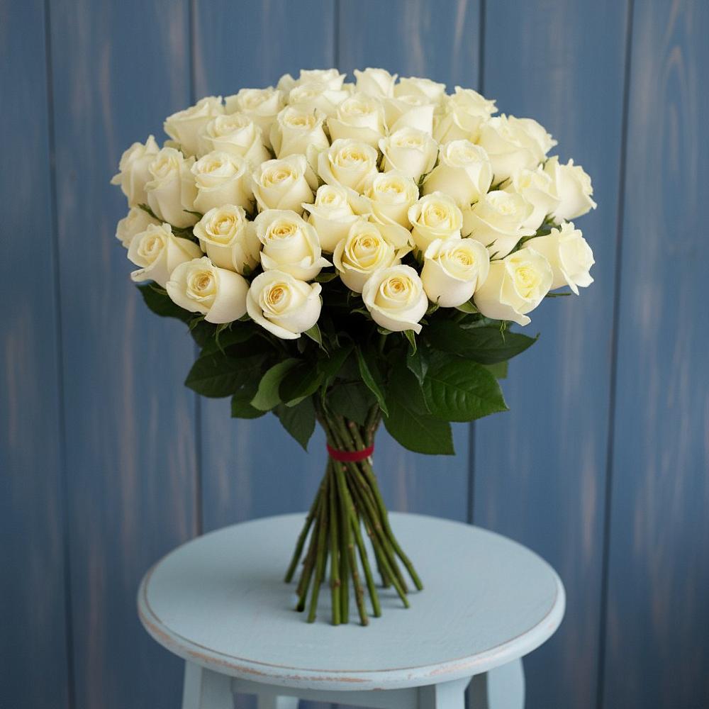 Букет 51 Белая роза Эдлесс Лав в Вёшенской