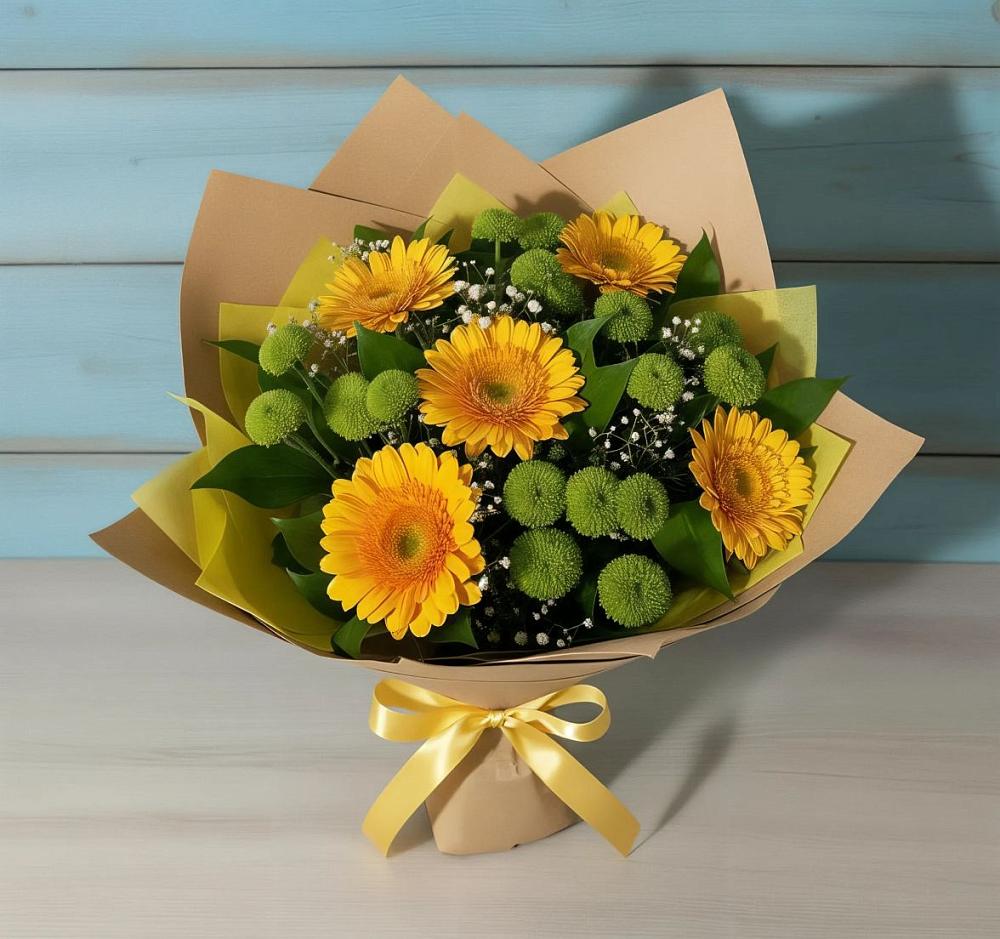 Букет цветов из: Герберы и Хризантемы в Вёшенской