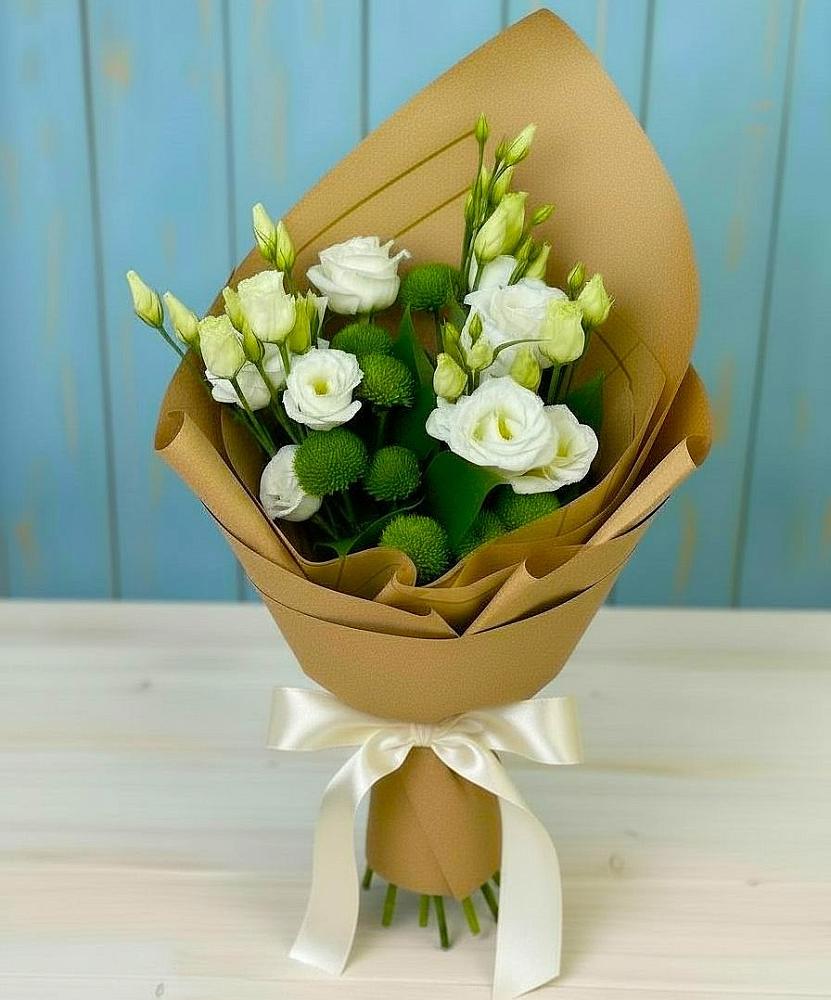 Букет цветов из: Хризантемы и Лизиантусы в Вёшенской