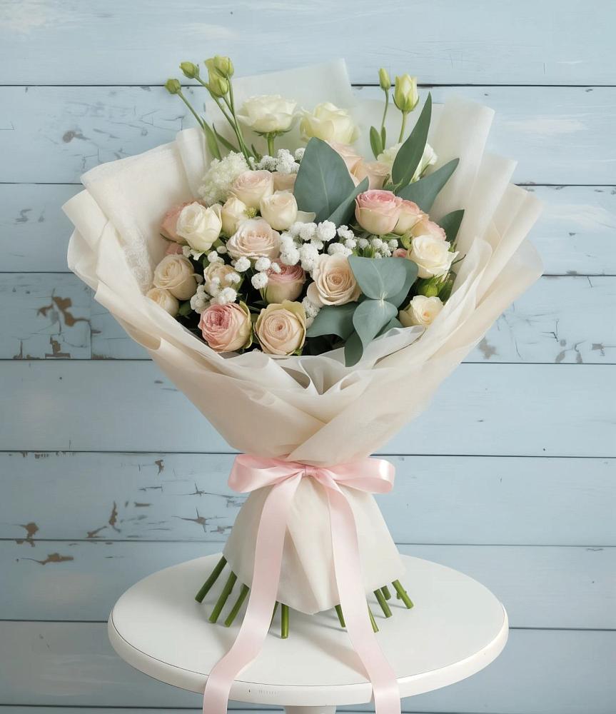 Букет цветов из: Розы и Лизиантусы в Вёшенской