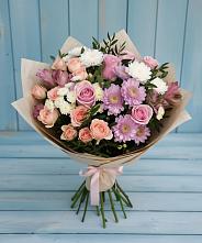 Букет цветов из:  Хризантемы, Розы и Альстромерии в Вёшенской