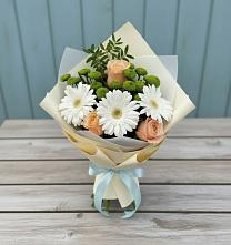 Букет цветов из:  Герберы, Розы и Хризантемы в Вёшенской