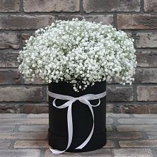 Цветочная композиция из Гипсофила в шляпной коробке в Вёшенской